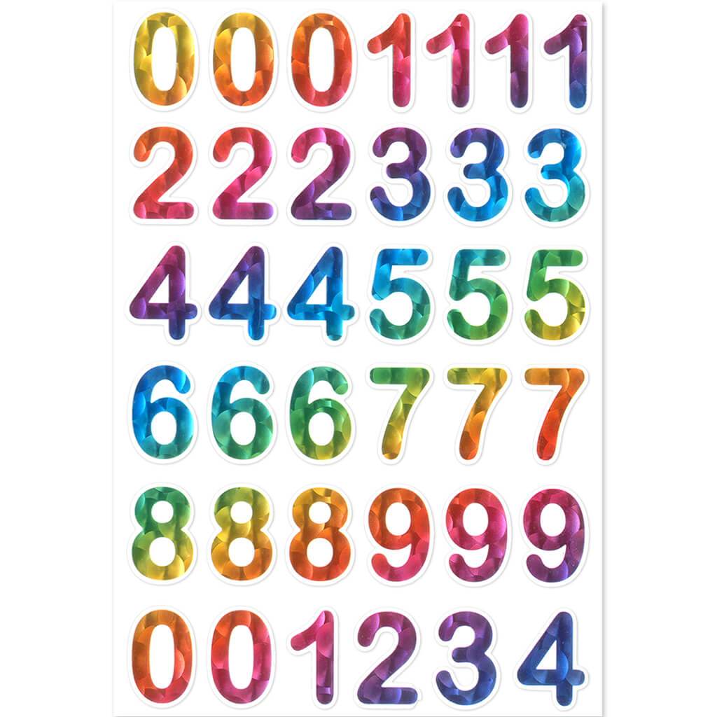 Foil Accents Clear Numbers Rainbow 5.5in x 8.25in