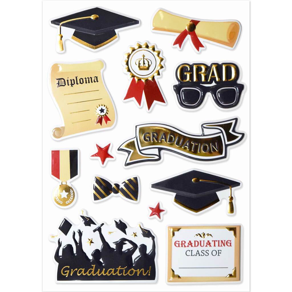 3D Pop Up Foil Stickers Graduation 5in x 7in