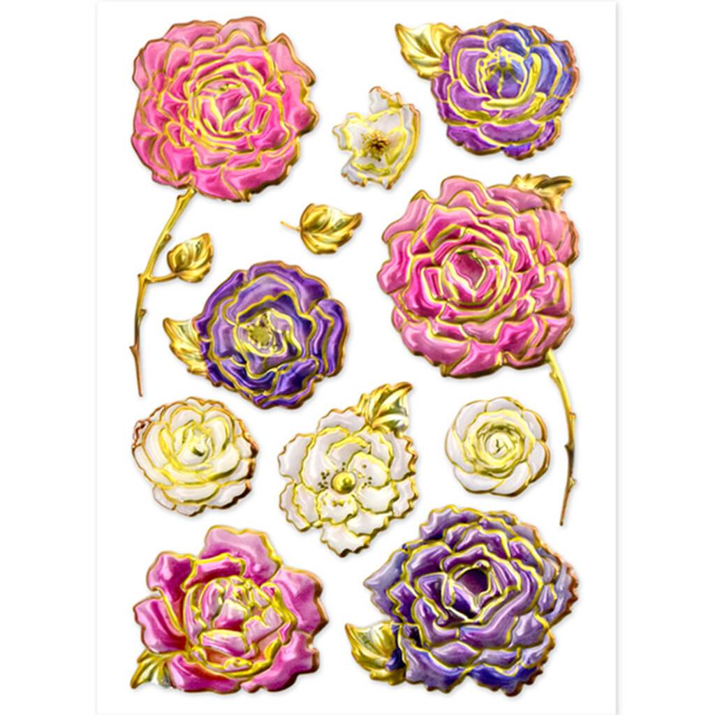 3D Floral Foil Elegance Open Rose 10.5 x 15cm