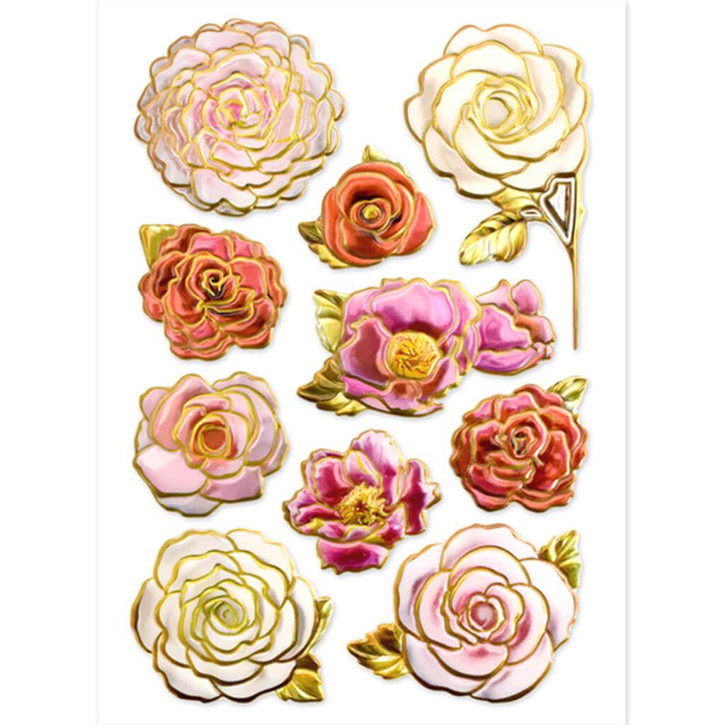 3D Floral Foil Elegance Rose Medley 10.5 x 15cm