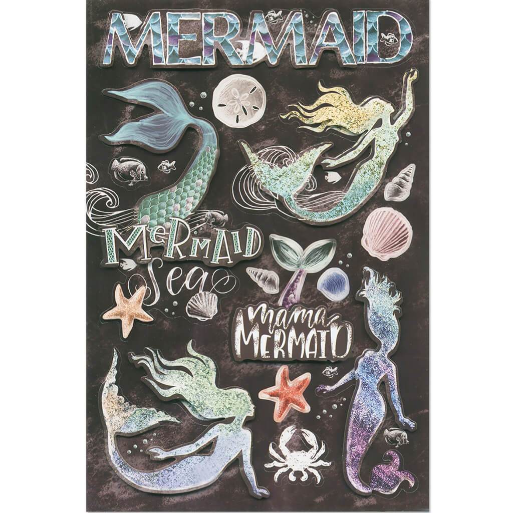 Handmade Sticker: 3D Themed Mermaid 12.5 x 18
