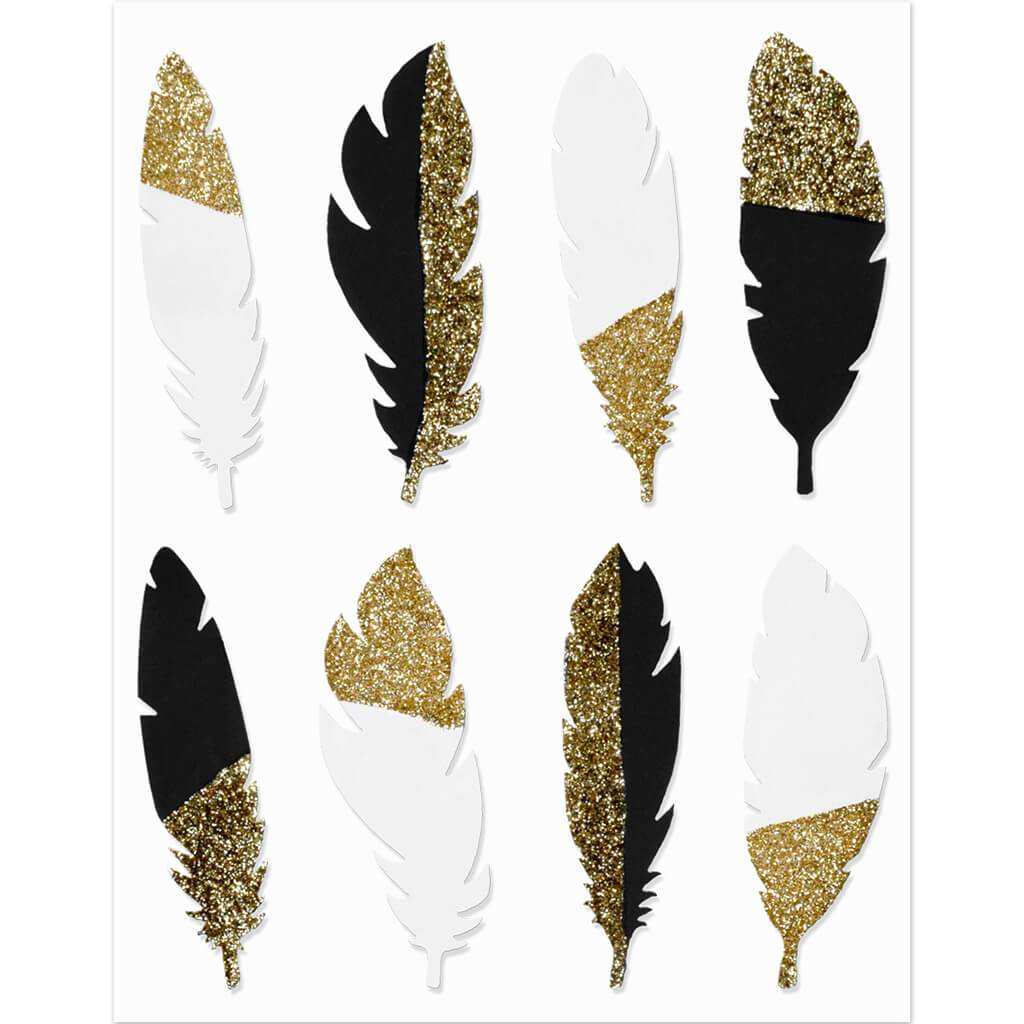 Handmade Sticker: 3D Glitter Feathers Classic 4.5 x 5.5