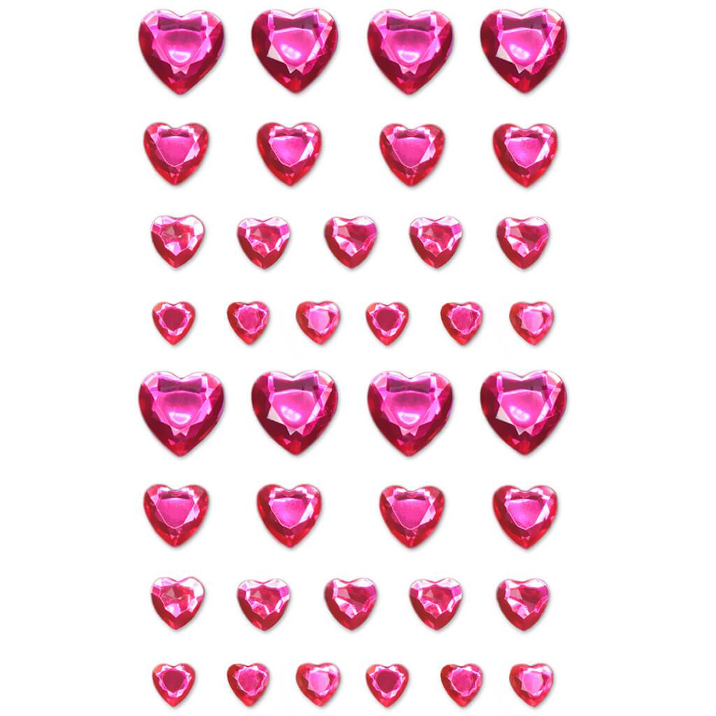 Sticker: Bling Gem Shapes 8.9cm x 13.7cm Pink Hearts 8.9 x 13.7