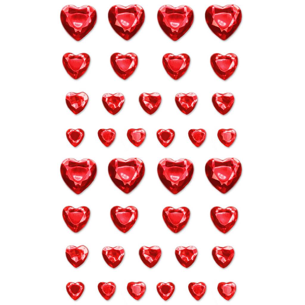 Sticker: Bling Gem Shapes Red Hearts 8.9 x 13.7