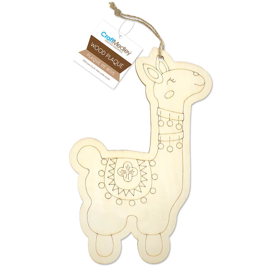 Wood Decor: DIY Hanger Plaque Llama with Jute Cord 22cm