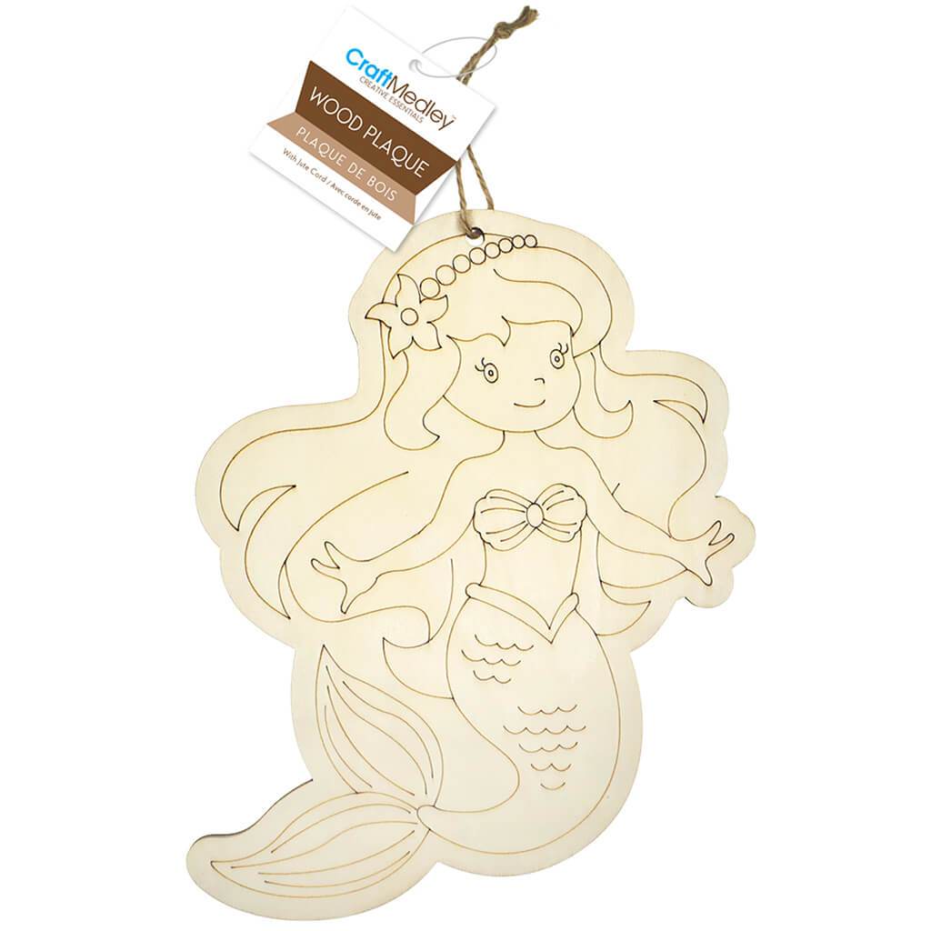 Wood Decor: DIY Hanger Plaque Mermaid with Jute Cord 22cm