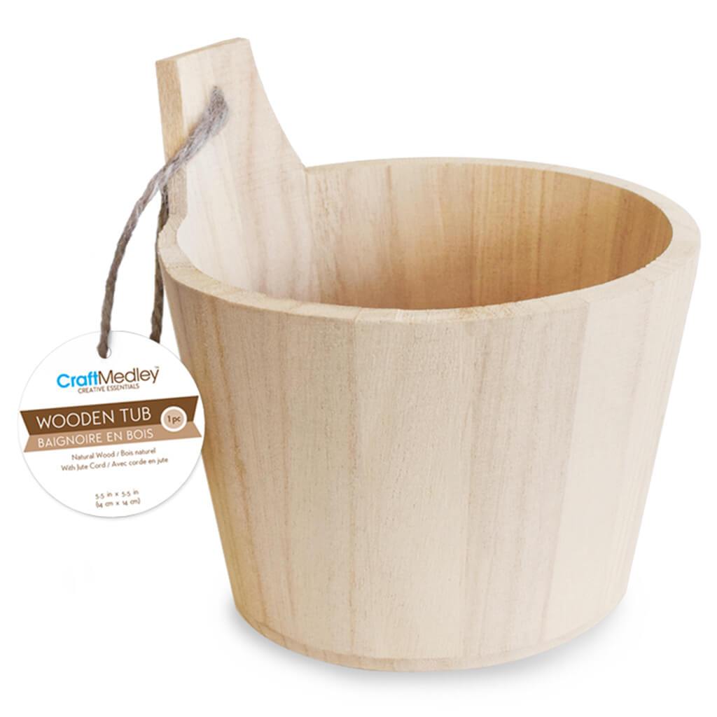 Wood Craft: Tub Natural 5.5 x 5.5in with Jute Cord