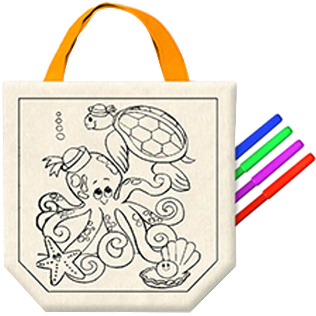 Canvas DIY Goody Bags with 4 Markers Kid Fun 2Orange