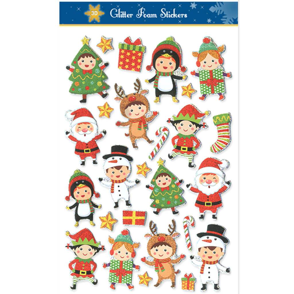 3D Glitter Foam Frenzy Holiday Icons 14 x 21cm Santa