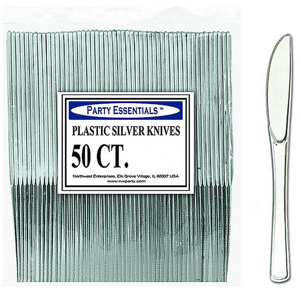 Plastic Knives Silver, 50ct