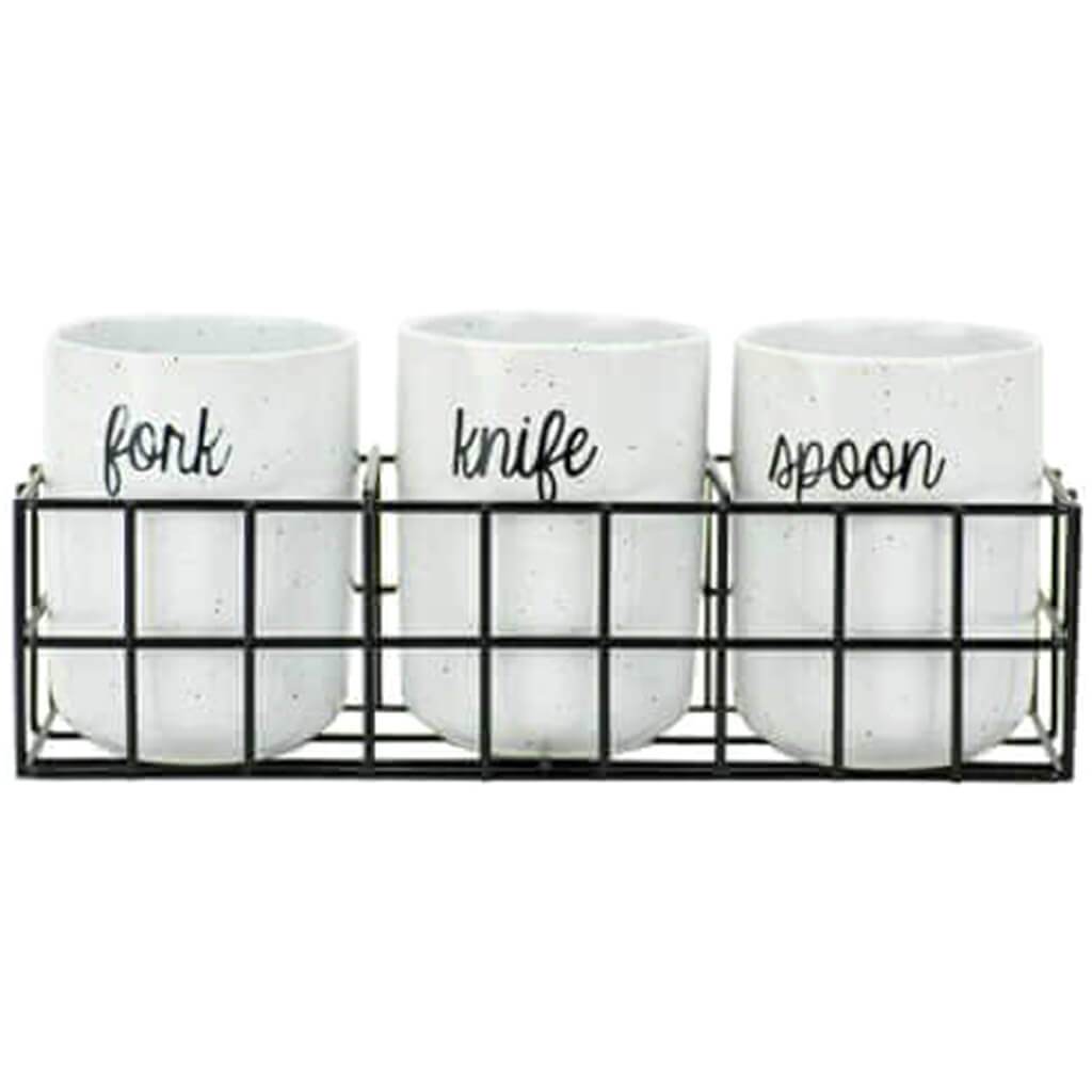 Caddy Fork Spoon Knife Flatware with Rack