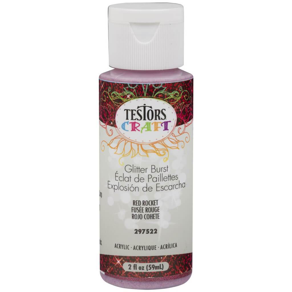 Testors Glitter Burst Acrylic Craft Paint 2oz Red Rocket