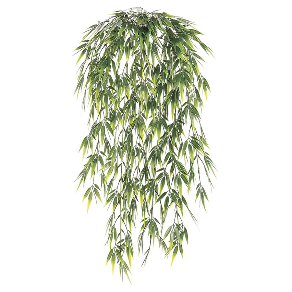 Plastic Bamboo Leaf Hanging Bush Green 32.5in