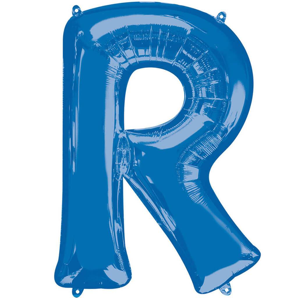 Mini Shape Foil Balloon Letter R 16in Blue