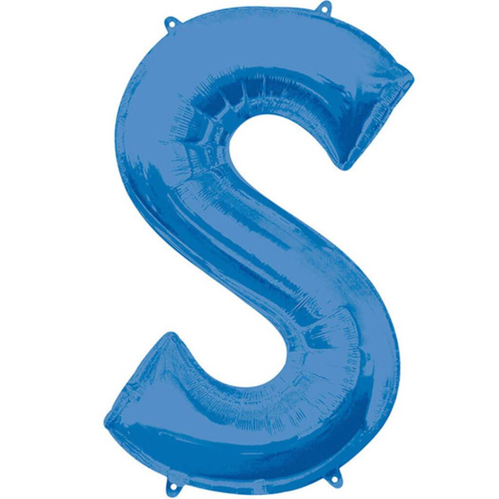 Mini Shape Foil Balloon Letter S 16in Blue