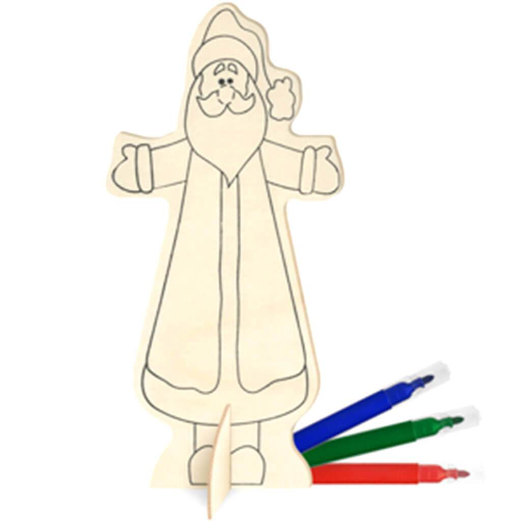 DIY Wood Standing Decor with 3 Markers Santa
