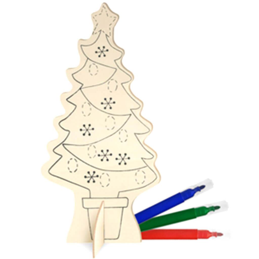 DIY Wood Standing Decor with 3 Markers Tree