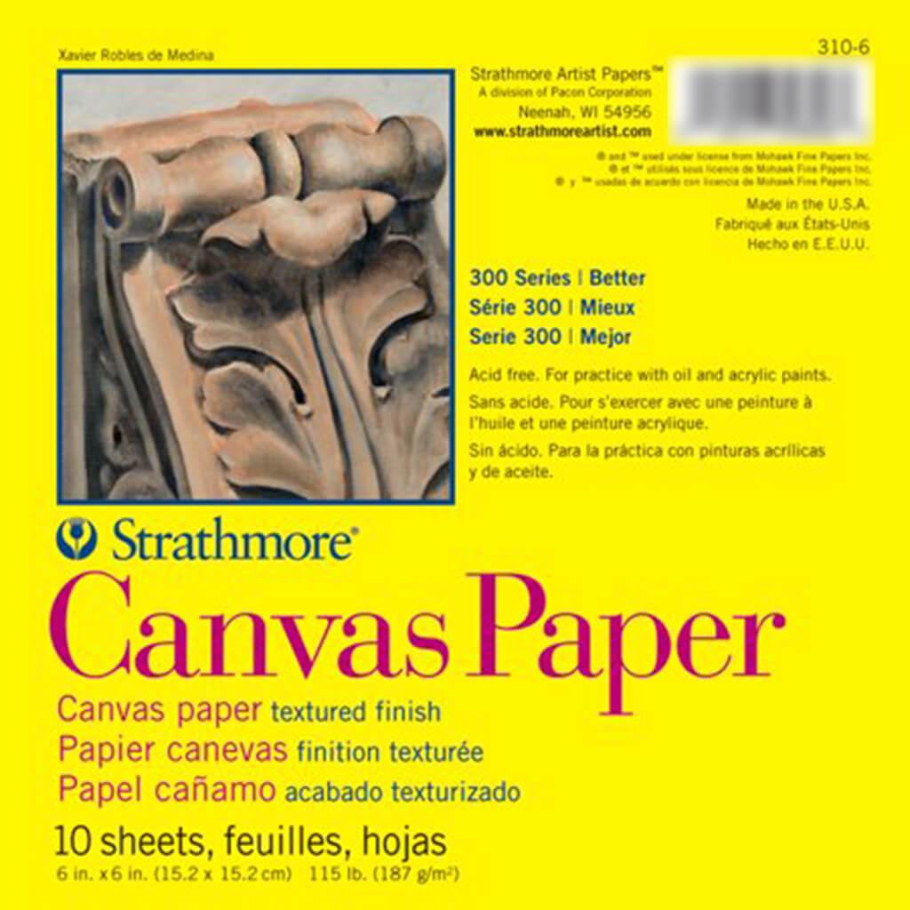 Strathmore Canvas Paper Pad 6in x 6in 10 Sheets