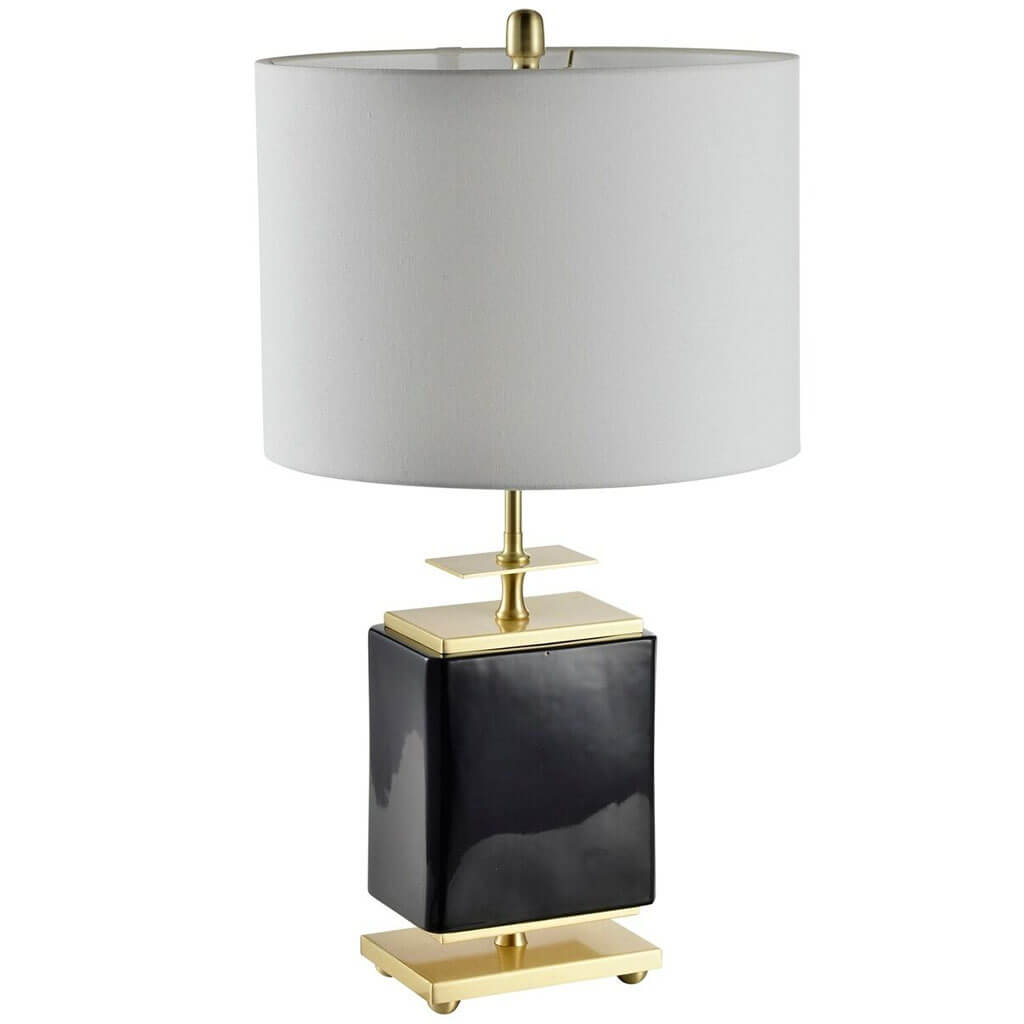 Ceramic Square Table Lamp Black/Gold 28in