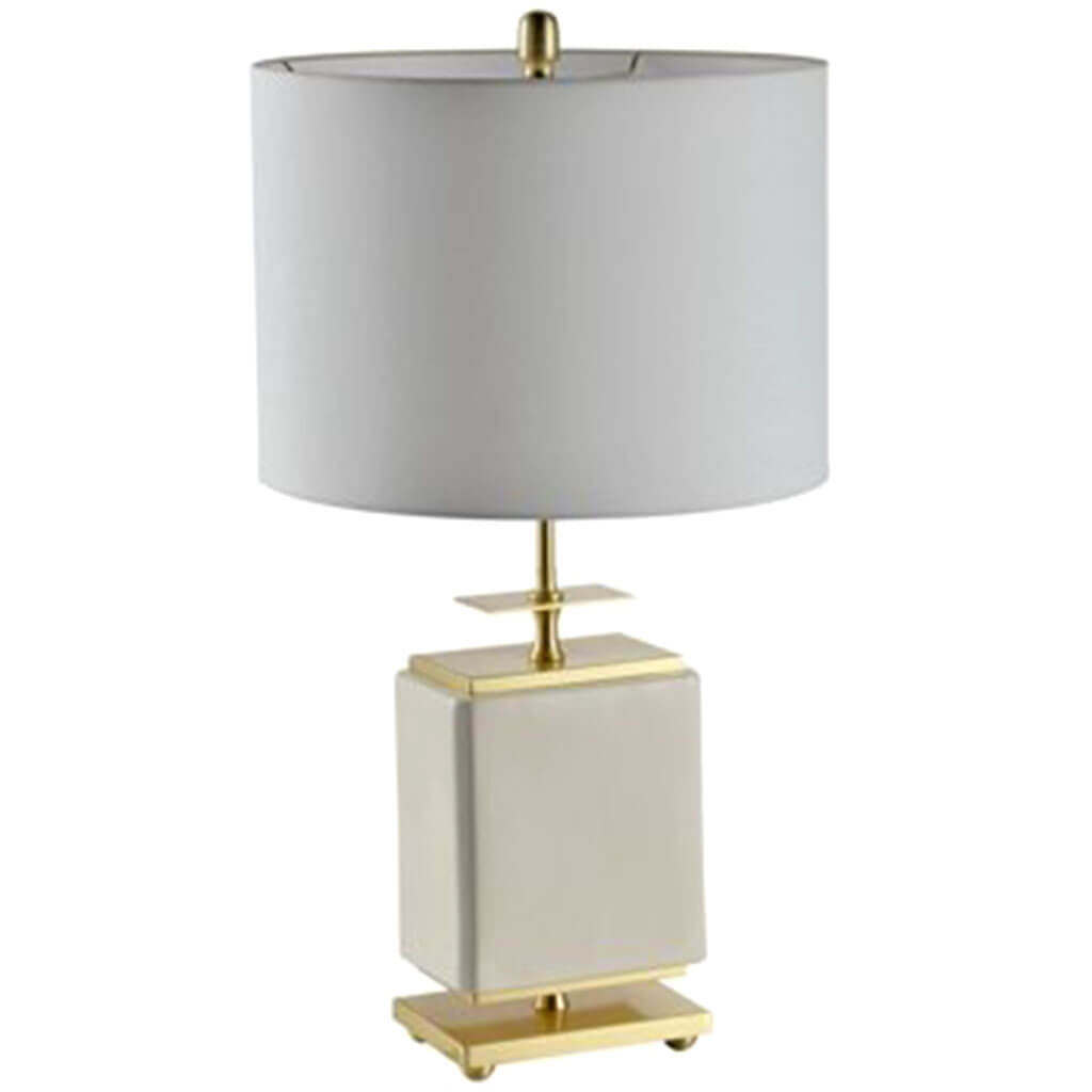 Table Lamp in White with Drum Shade 28in