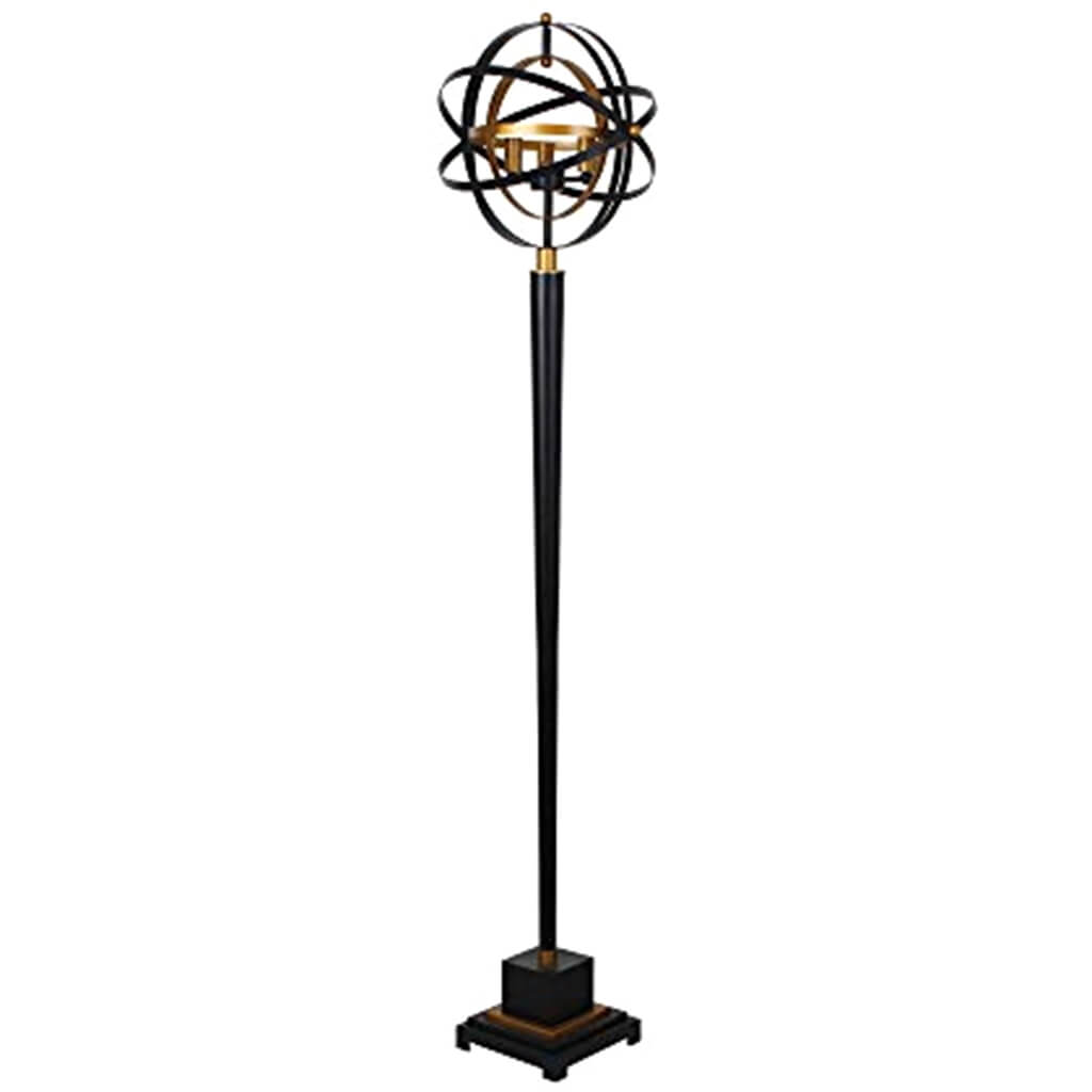 Metal Armilary Floor Lamp Black 60in