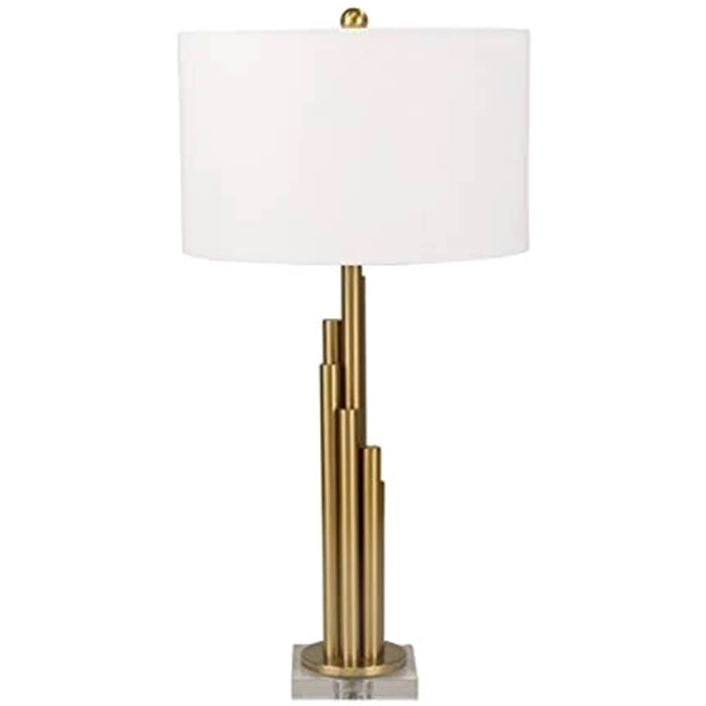 Metal Art Deco Table Lamp Gold 32in