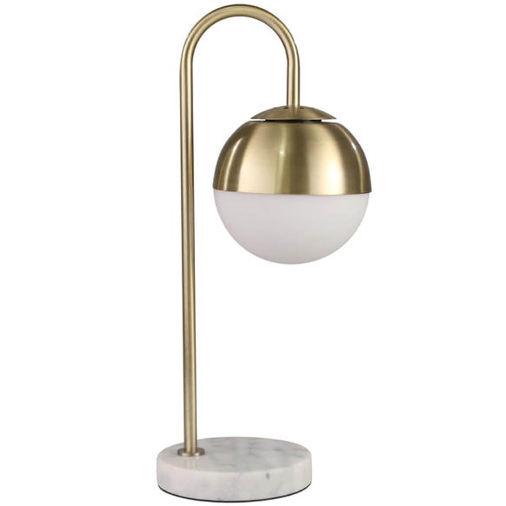 Metal Orb Lamp With Marblebase Gold 22in