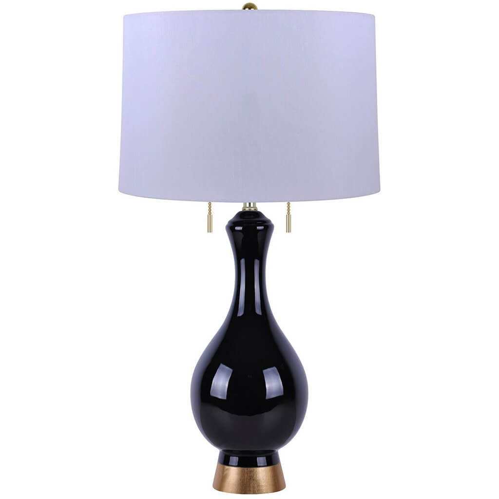 Ceramic Teardrop Table Lamp Black/Gold 28p