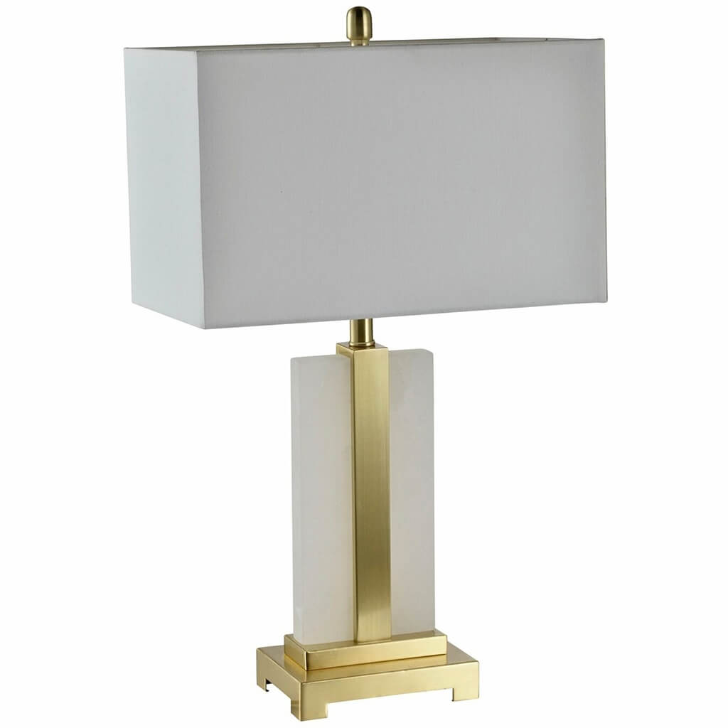 White Metal Alabaster Table Lamp 28in