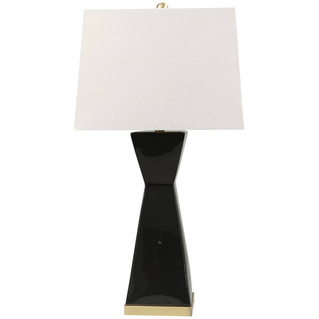 Ceramic Hourglass Table Lamp Black 34in