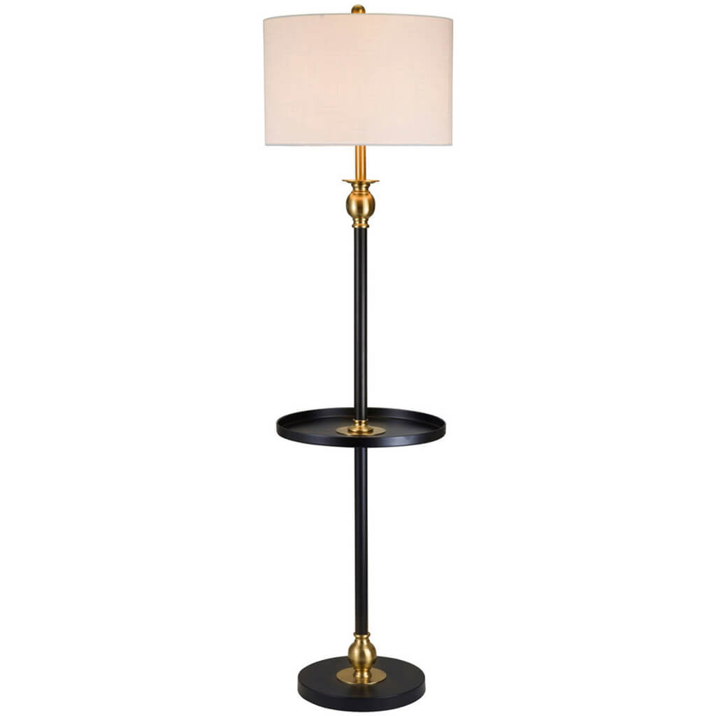 Metal Floor Lamp with Table Black Kd 64in