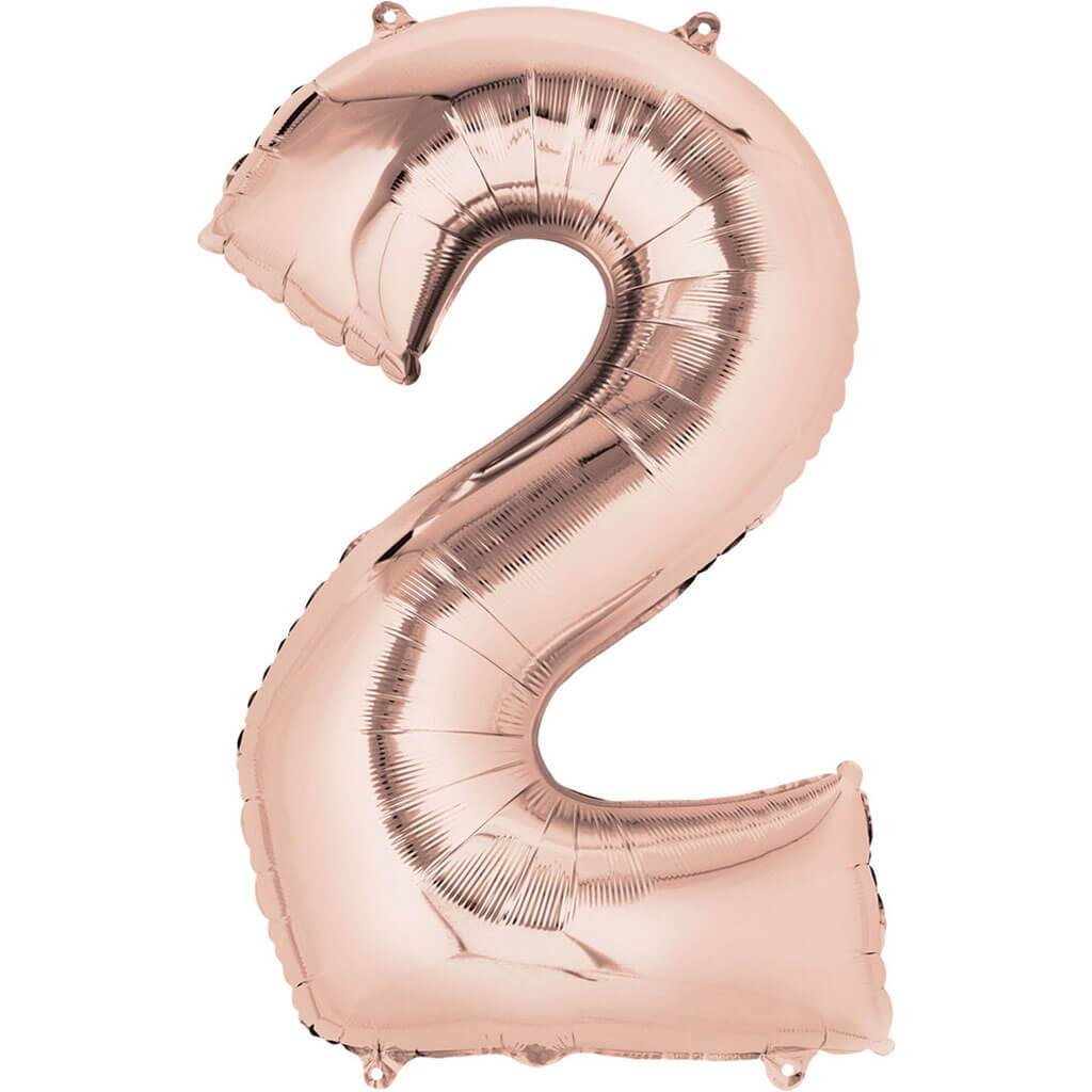 Mini Shape Foil Balloon Number 2 16in Rose Gold