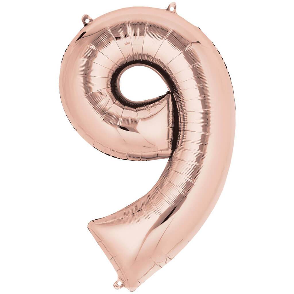 Mini Shape Foil Balloon Number 9 16in Rose Gold