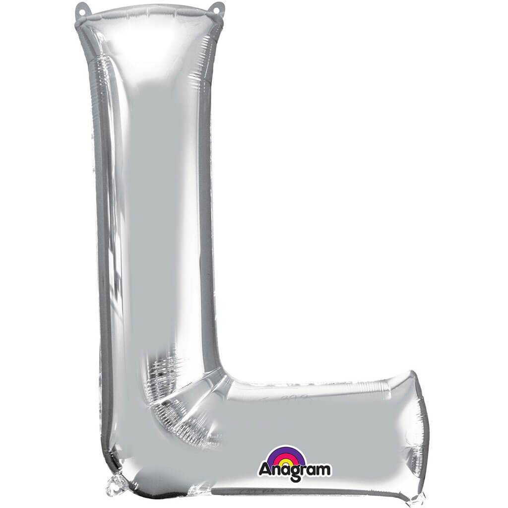 Mini Shape Foil Balloon Letter L 16in Silver