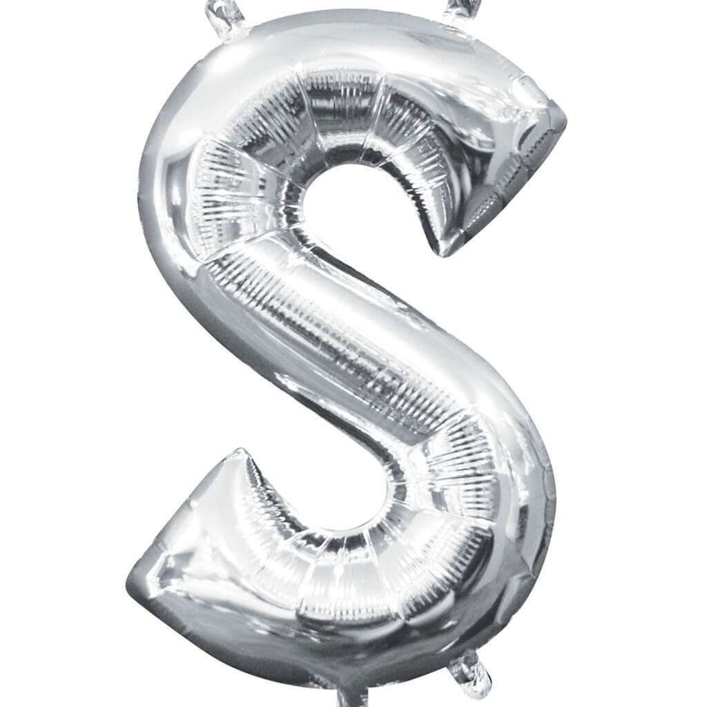 Mini Shape Foil Balloon Letter S 16in Silver