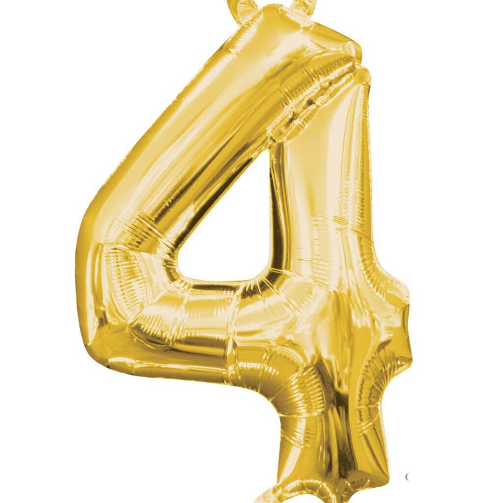 Mini Shape Foil Balloon Number 4 16in Gold