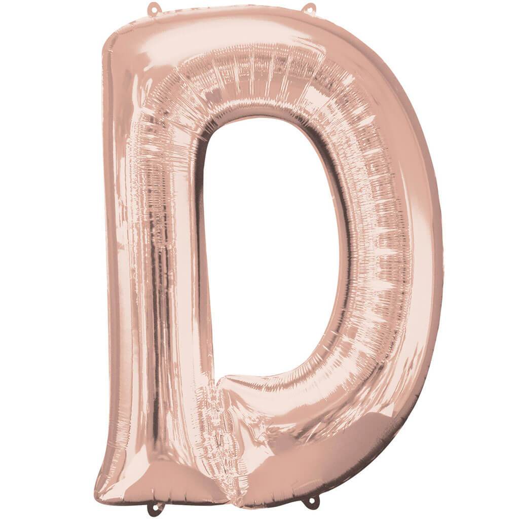 Mini Shape Foil Balloon Letter D 16in Rose Gold