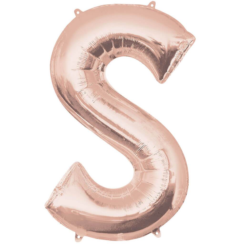 Mini Shape Foil Balloon Letter S 16in Rose Gold