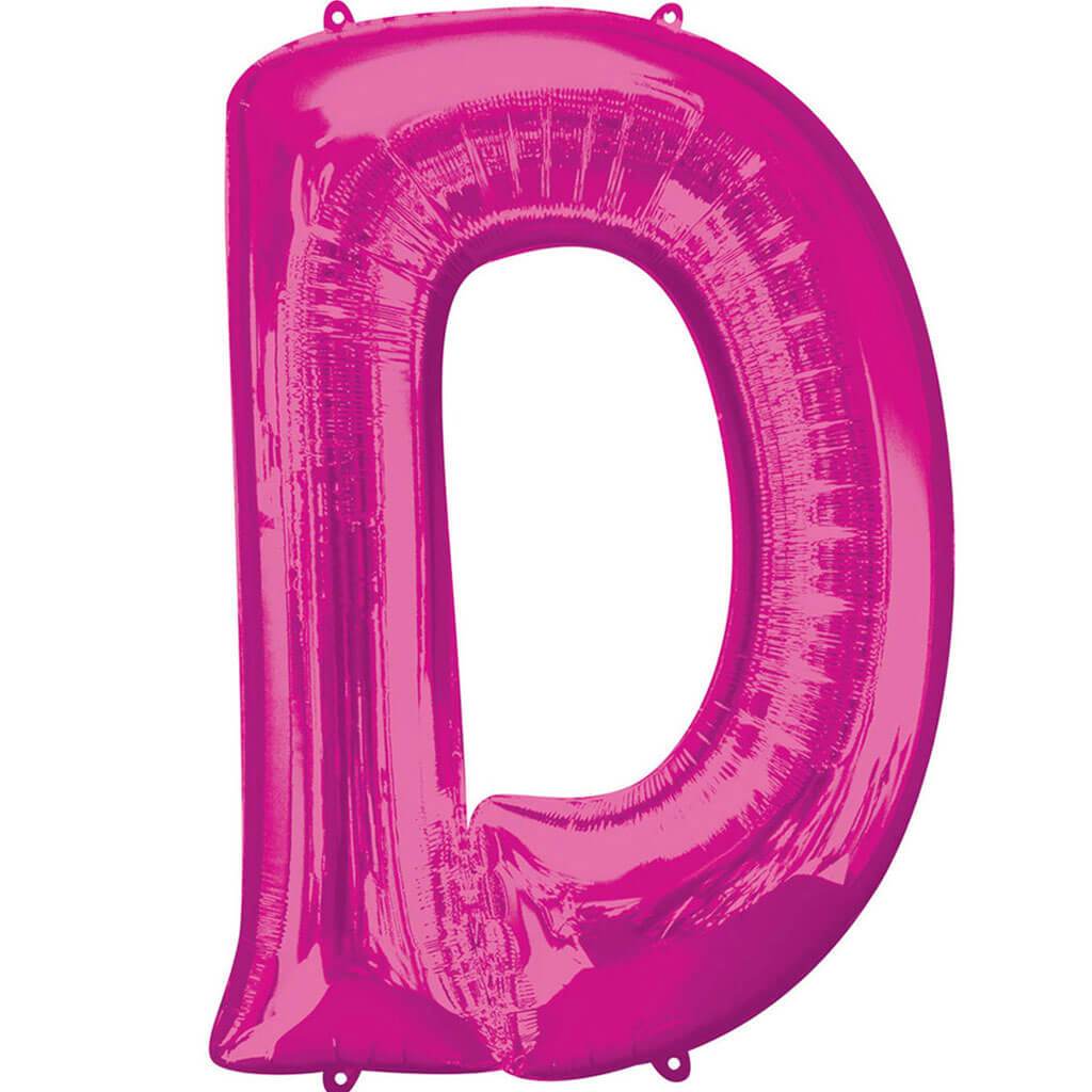 Mini Shape Foil Balloon Letter D 16in Pink