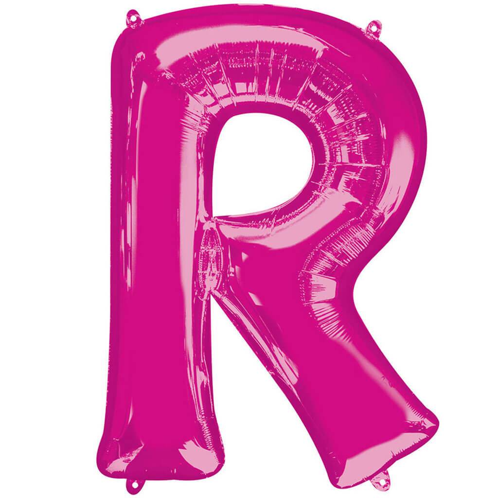 Mini Shape Foil Balloon Letter R 16in Pink