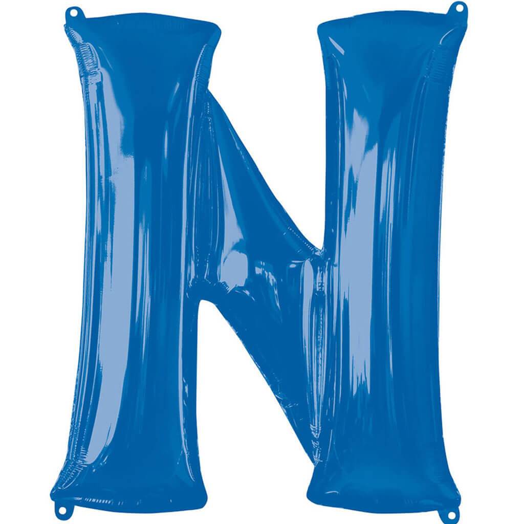 Mini Shape Foil Balloon Letter N 16in Blue