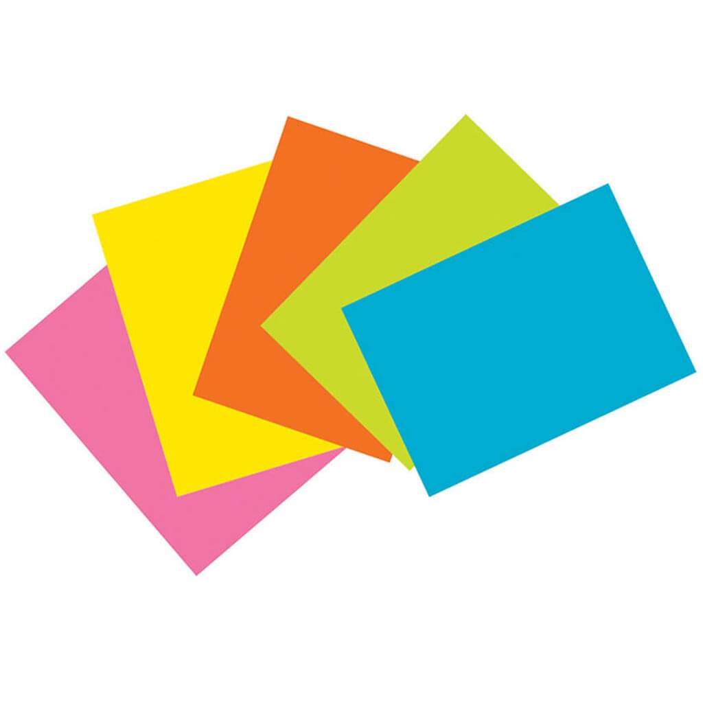 Index Cards 4in x 6in Super Bright Assorted Colors 100 Sheets