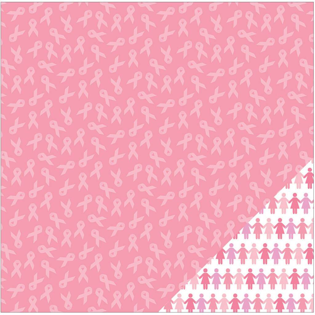 Cardstock Double-Sided Breast Cancer 12in x 12in Pink