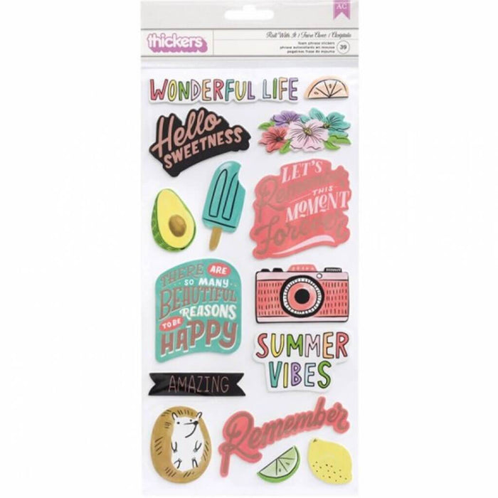 Amy Tan Stay Sweet Thickers Stickers 39/Pkg-Roll With It Phrase/Foam