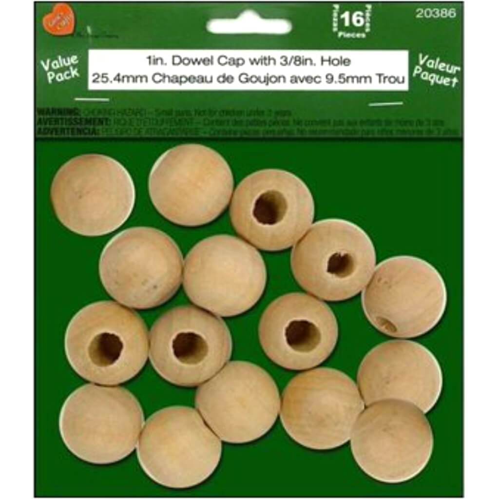 Dowel Cap 1in with 3/8in Hole 16pcs