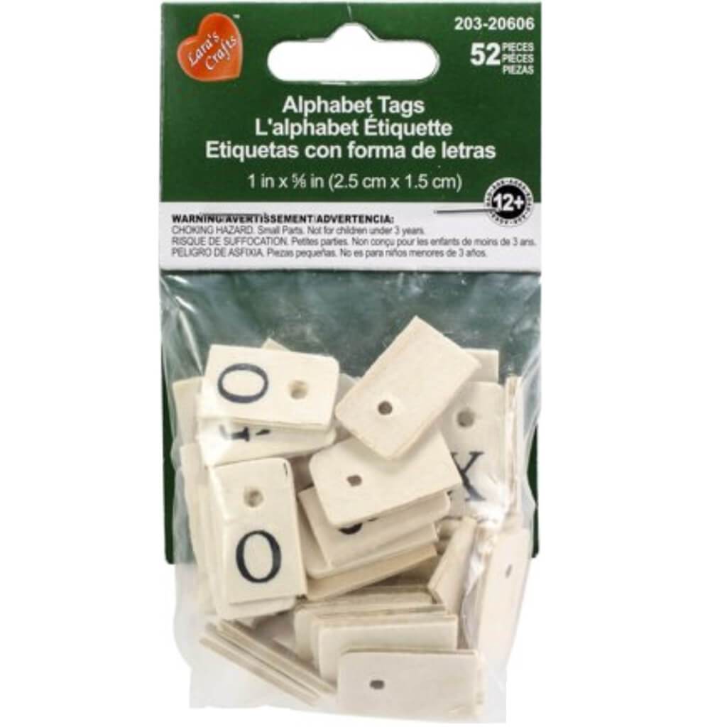 Alphabet Tags 1 x 5/8in 52pcs