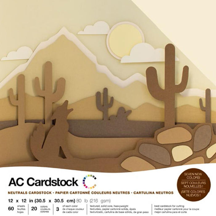 Cardstock Textured 12in x 12in Solid Color 60 sheets- Neutrals