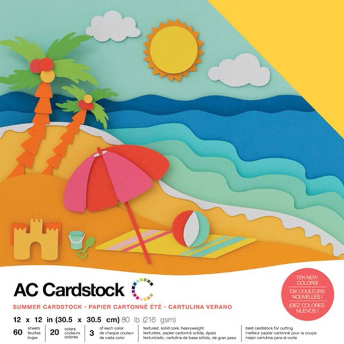 Cardstock Textured 12in x 12in Solid Color- Summer, 60 sheets