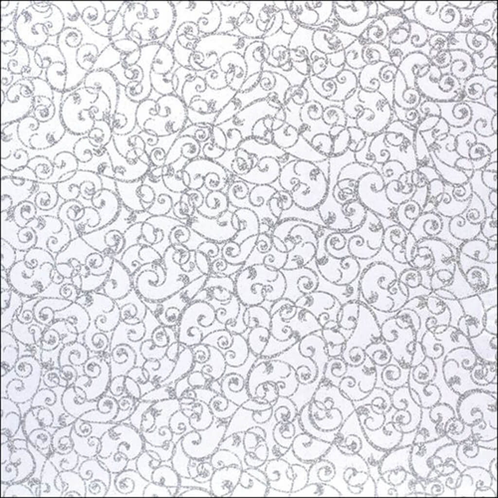 Cardstock Patterned Glitter Swirl Silver 12in x 12in