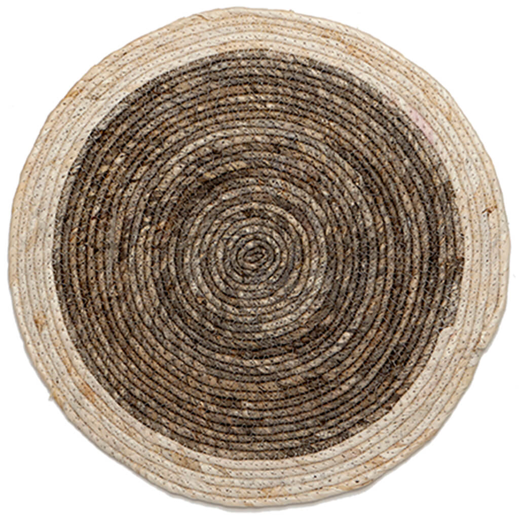 Natural Woven Round Placemat, Gray